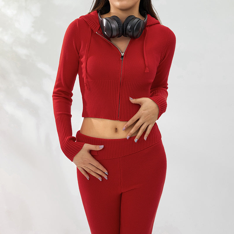 LONG SLEEVE SWEATER AND HIGH WAIST LONG PANTS SET