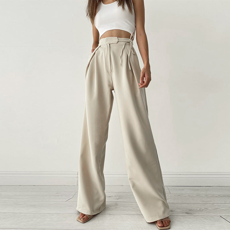 CASUAL STRAIGHT WIDE LEG TROUSERS