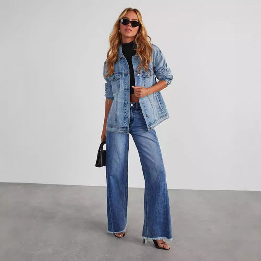 High Waist Straight Wide-leg Jeans