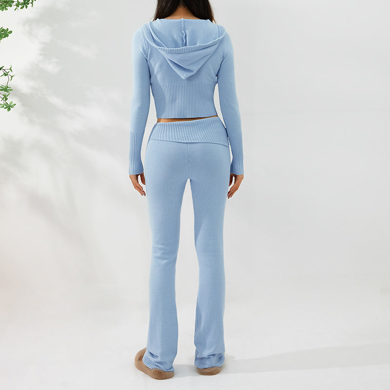 LONG SLEEVE SWEATER AND HIGH WAIST LONG PANTS SET