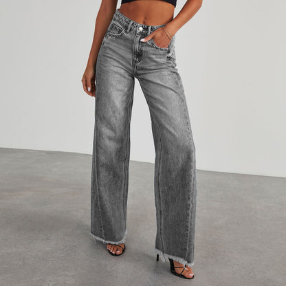 High Waist Straight Wide-leg Jeans