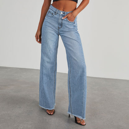 High Waist Straight Wide-leg Jeans