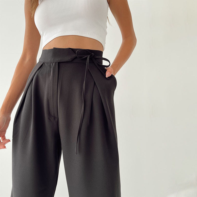 CASUAL STRAIGHT WIDE LEG TROUSERS