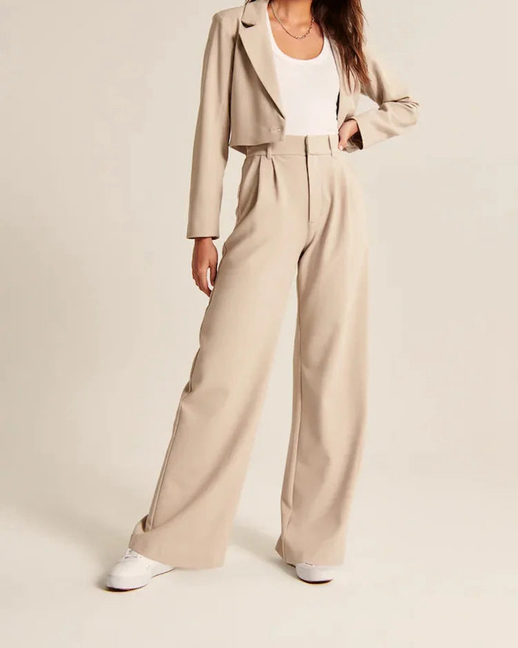 ELEGANT HIGH-WAISTED WIDE LEG TROUSERS