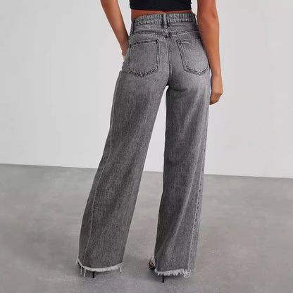 High Waist Straight Wide-leg Jeans